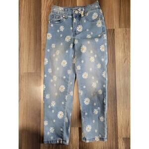 Gogo Star Girls Straight Leg All Over Daisy Flower Print Denim Jeans Girl Size 6